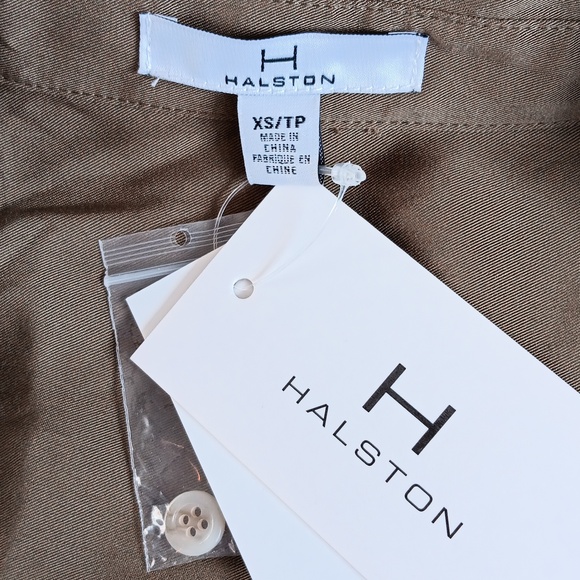 Halston khaki green  button down midi dress NWT - Picture 5 of 6